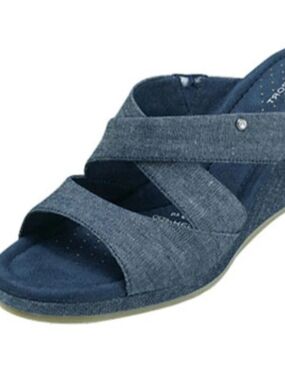 Rockport Women's Emily Denim Wedge Sandal in Navy Blue